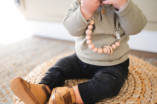 Beaded Pacifier Clip | Wood & Silicone image 0