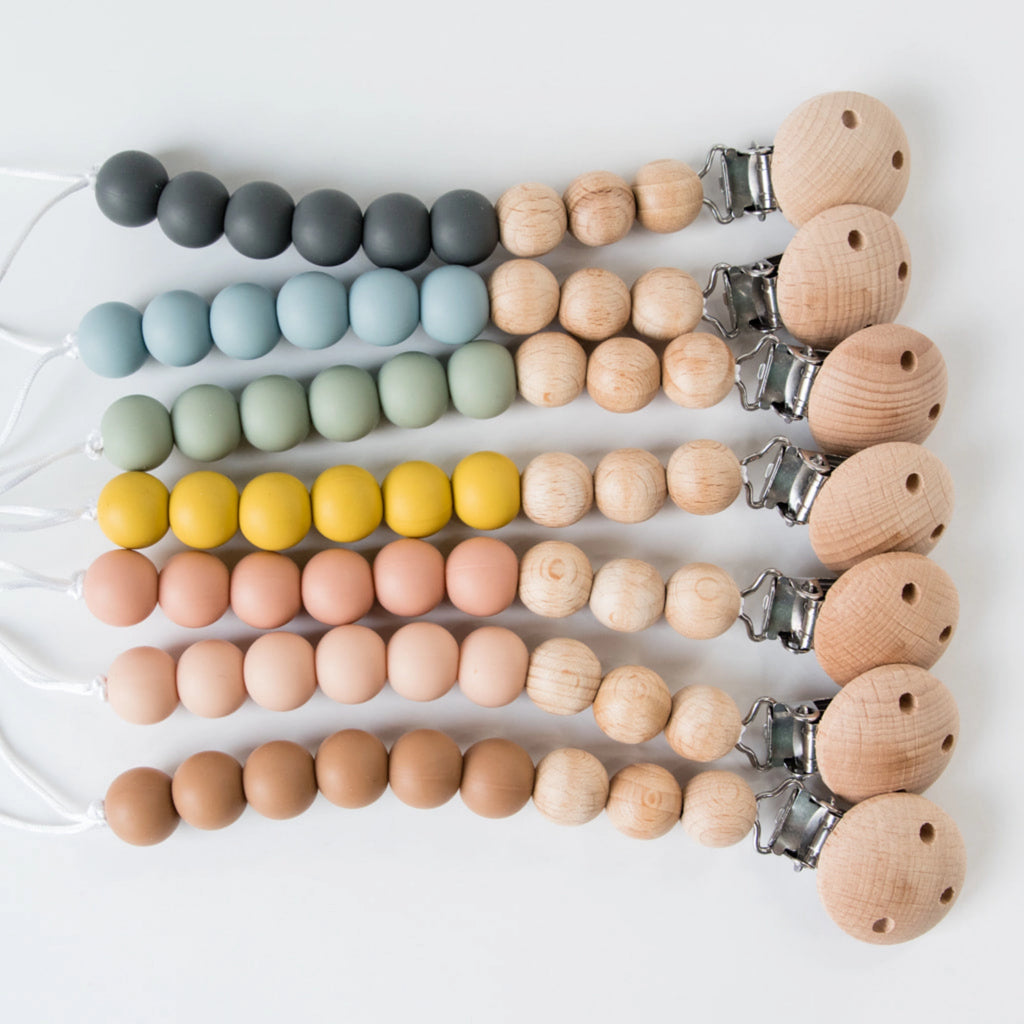 Beaded Pacifier Clip | Wood & Silicone image 1